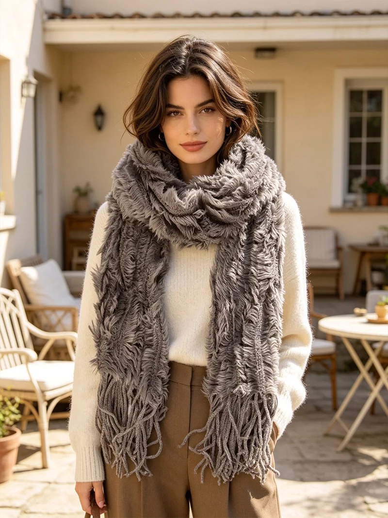 Sciarpa misto lana - grigio