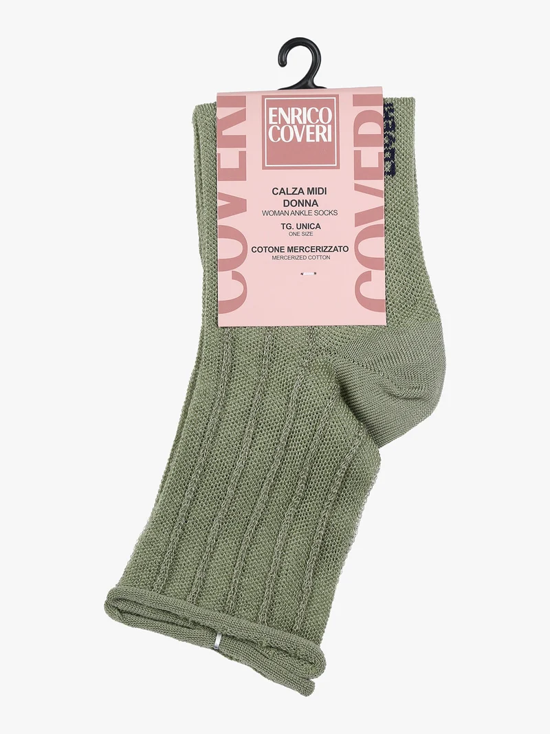 Calze donna midi in cotone mercerizzato - verde chiaro