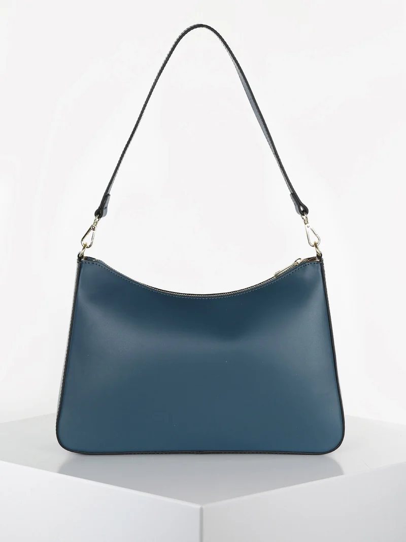 Borsetta rigida in vera pelle - blu
