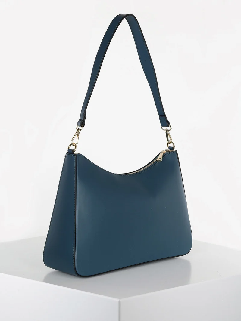 Borsetta rigida in vera pelle - blu