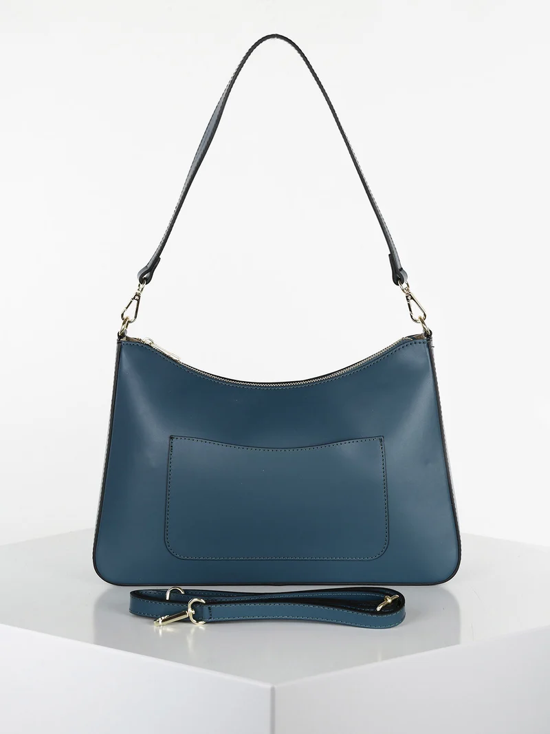 Borsetta rigida in vera pelle - blu