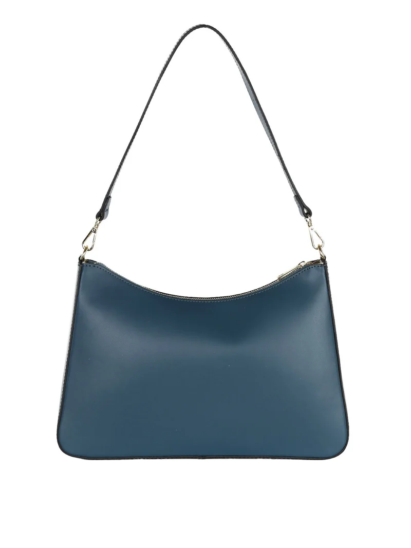 Borsetta rigida in vera pelle - blu