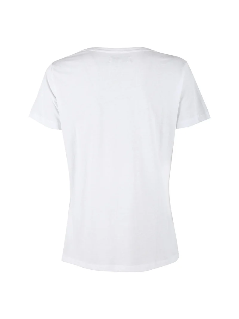 T-shirt donna in cotone bielastico con logo - bianco