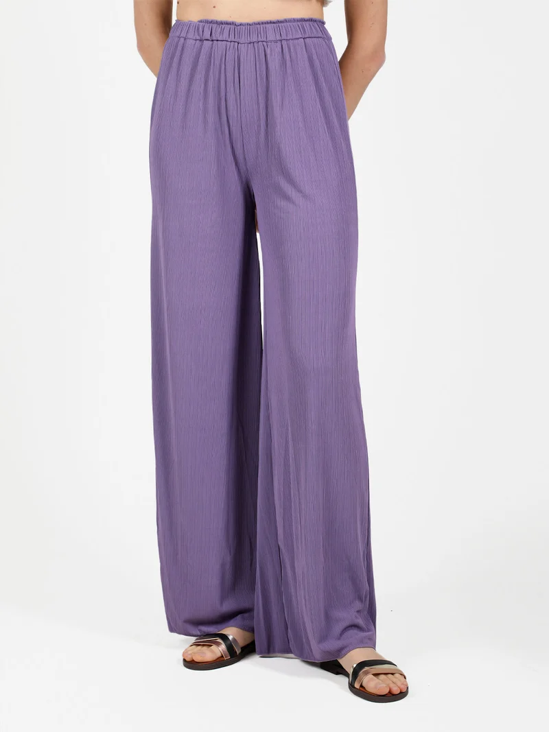 Pantaloni donna leggeri a palazzo - viola
