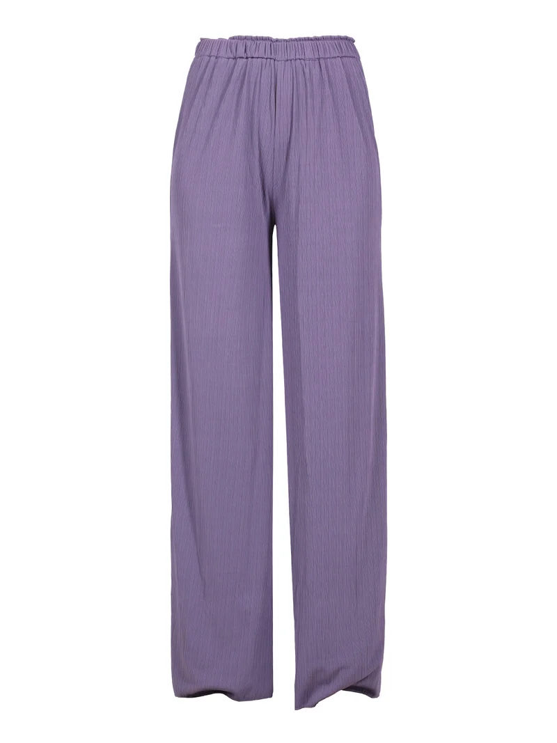 Pantaloni donna leggeri a palazzo - viola