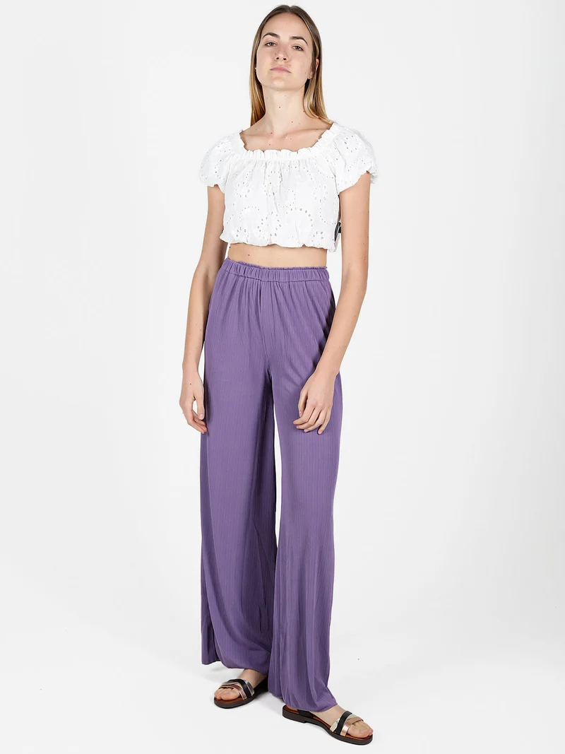 Pantaloni donna leggeri a palazzo - viola