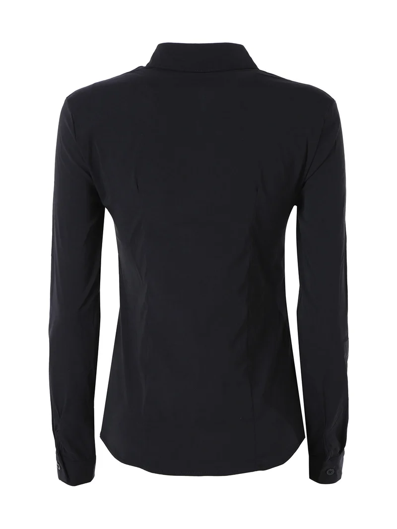 Camicia da donna elasticizzata a maniche lunghe - nero