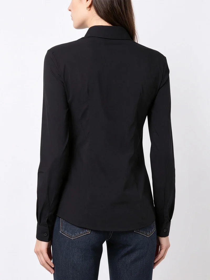 Camicia da donna elasticizzata a maniche lunghe - nero