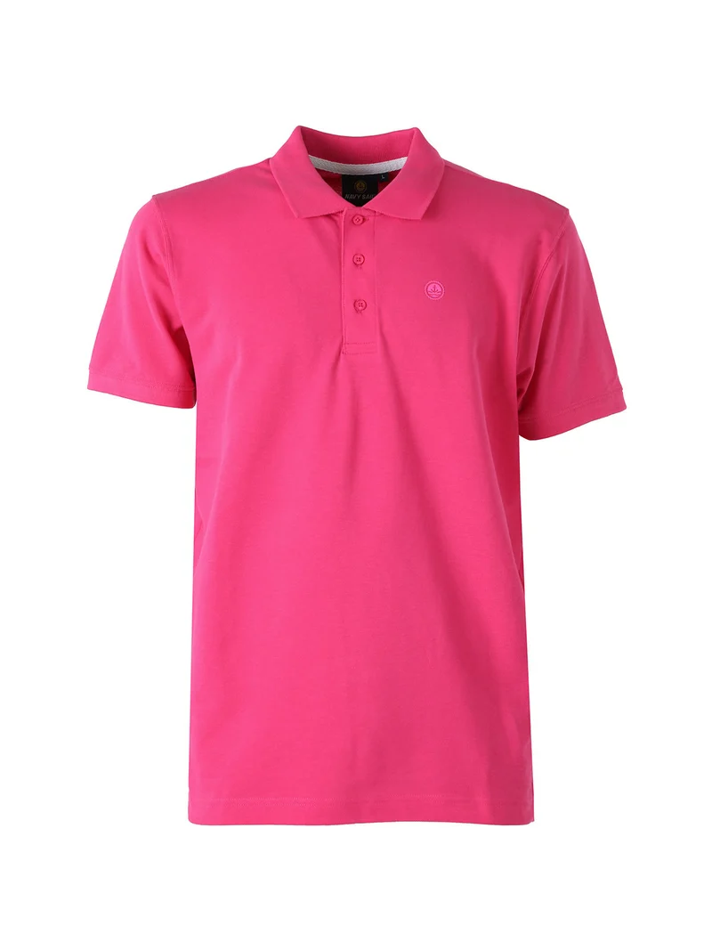 Polo da uomo in cotone a maniche corte - fucsia
