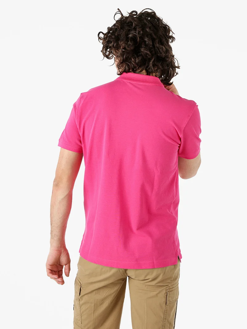 Polo da uomo in cotone a maniche corte - fucsia