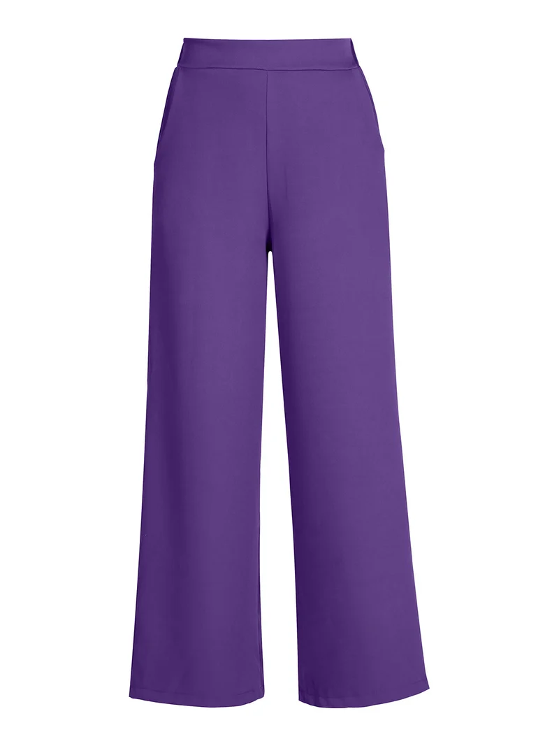 Pantaloni donna ampi a vita alta - viola