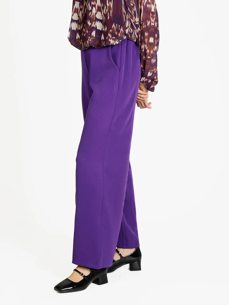 Pantaloni donna ampi a vita alta - viola