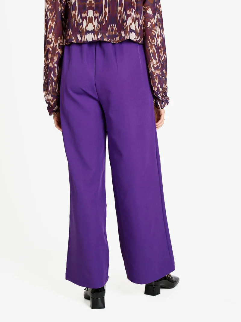 Pantaloni donna ampi a vita alta - viola