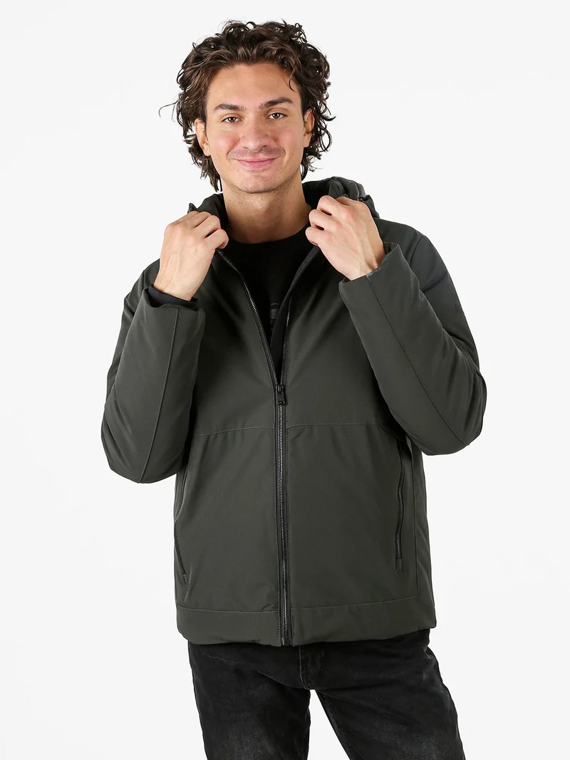 Giubbotto uomo imbottito con cappuccio e zip - militare
