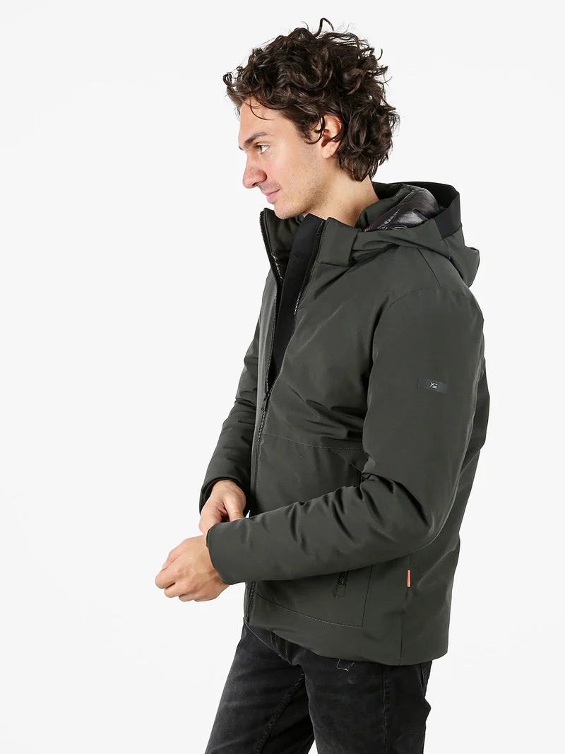 Giubbotto uomo imbottito con cappuccio e zip - militare