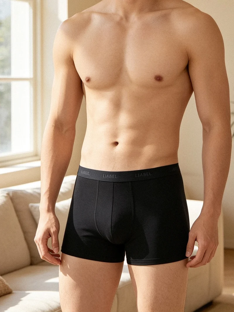 Boxer da uomo in cotone elasticizzato - nero