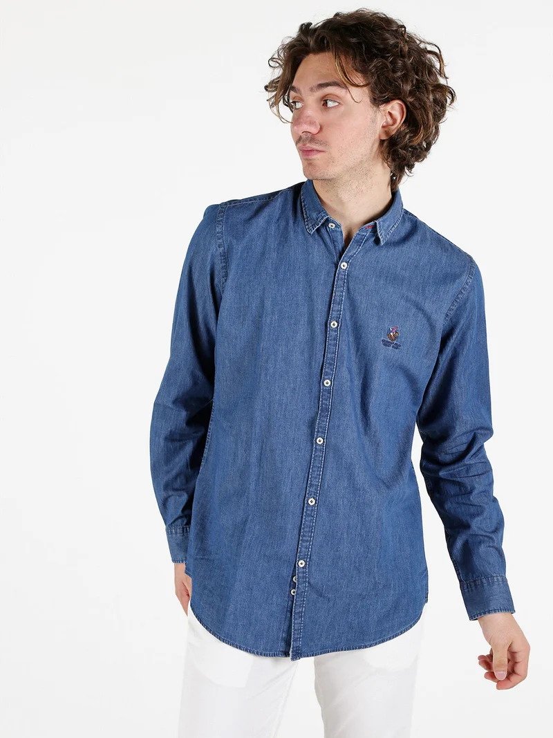 Camicia da uomo in jeans a maniche lunghe - avion