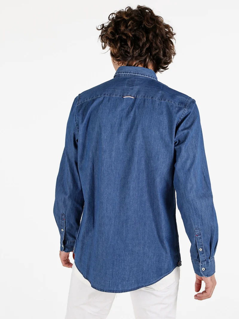 Camicia da uomo in jeans a maniche lunghe - avion