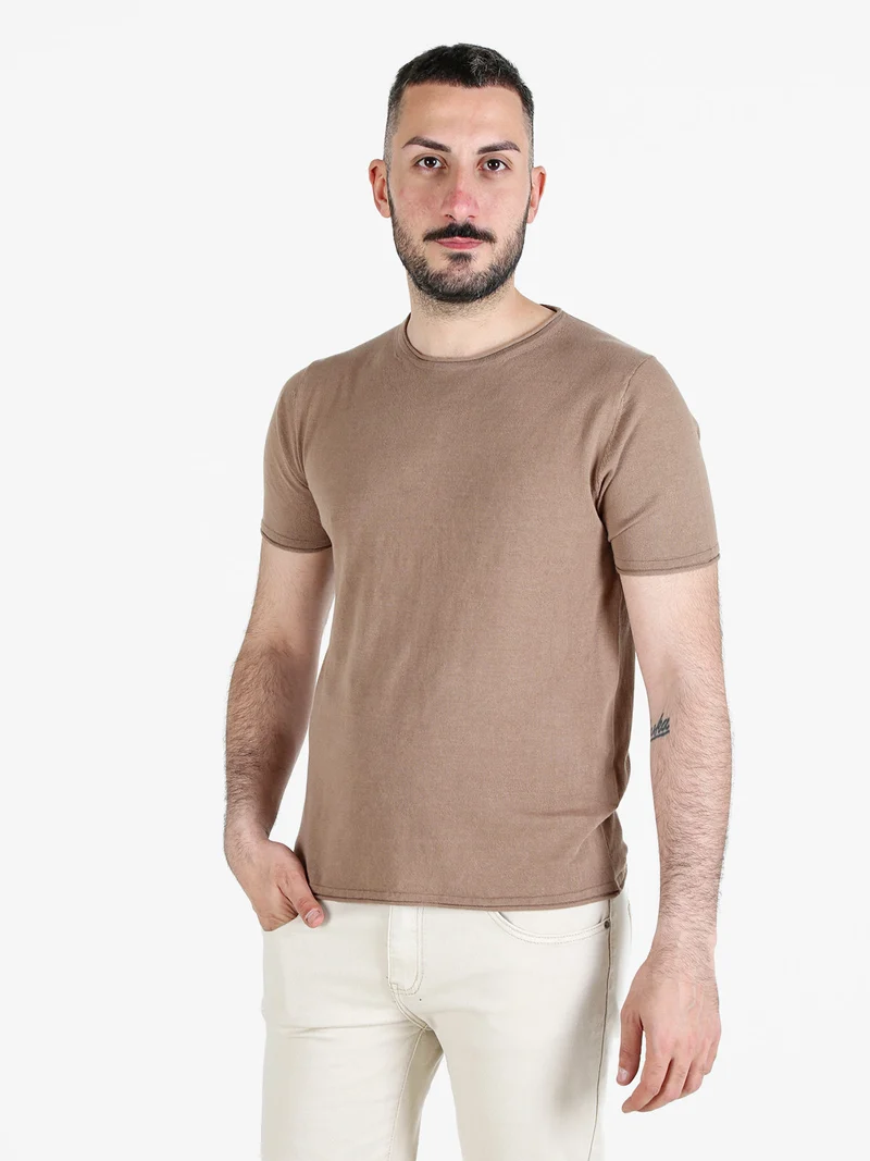 T-shirt da uomo in maglia di cotone - marrone