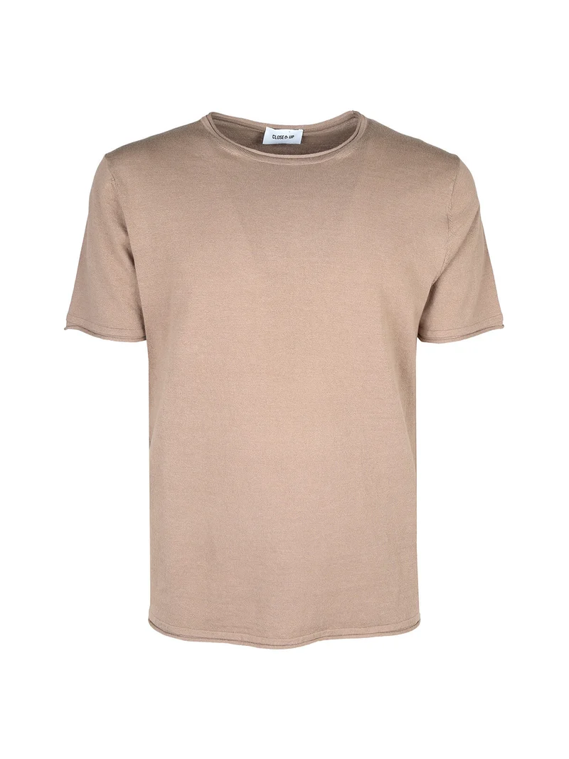 T-shirt da uomo in maglia di cotone - marrone