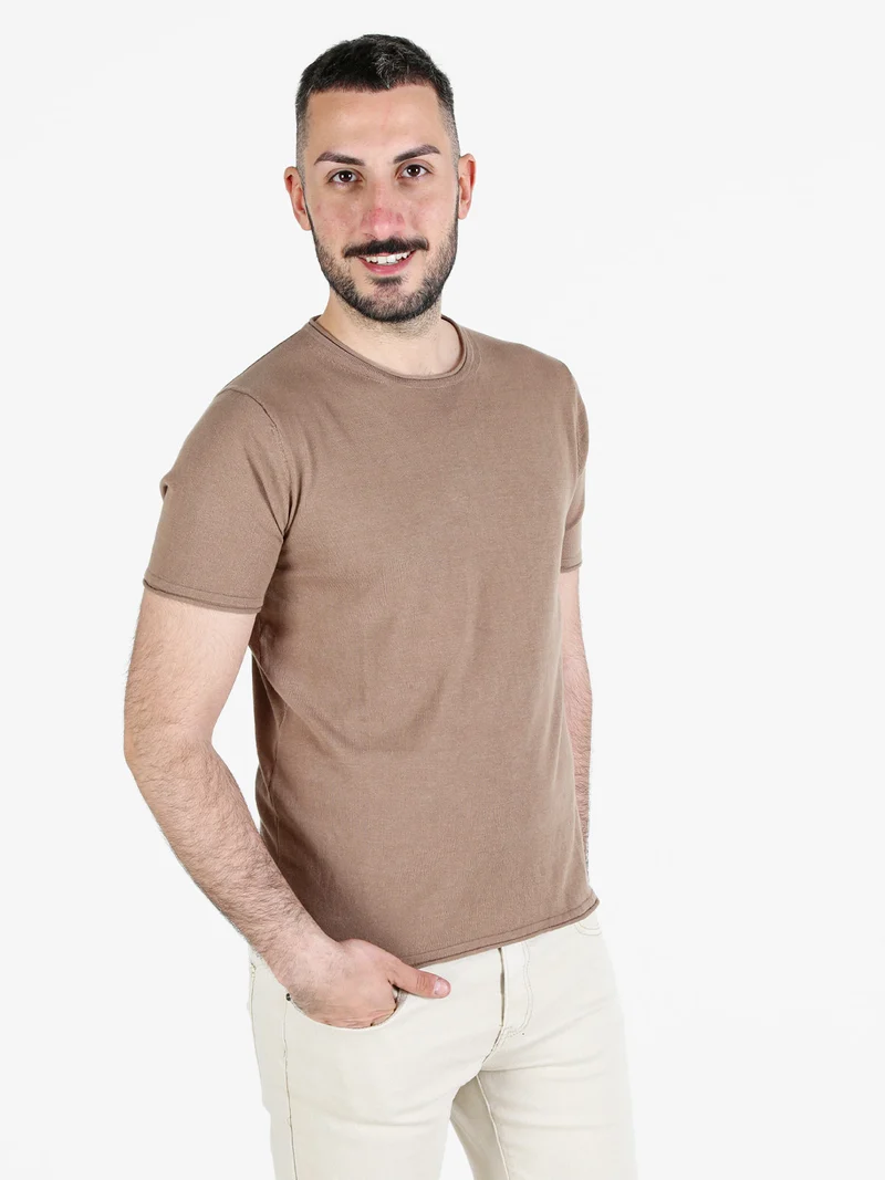 T-shirt da uomo in maglia di cotone - marrone