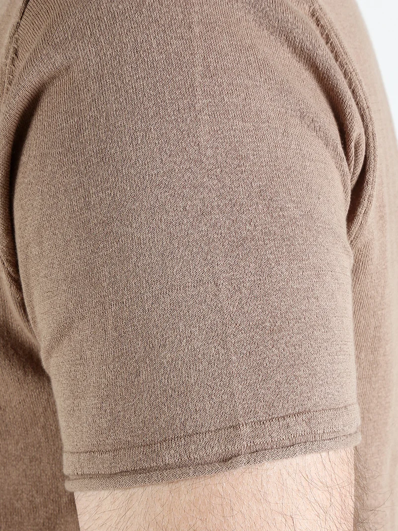 T-shirt da uomo in maglia di cotone - marrone