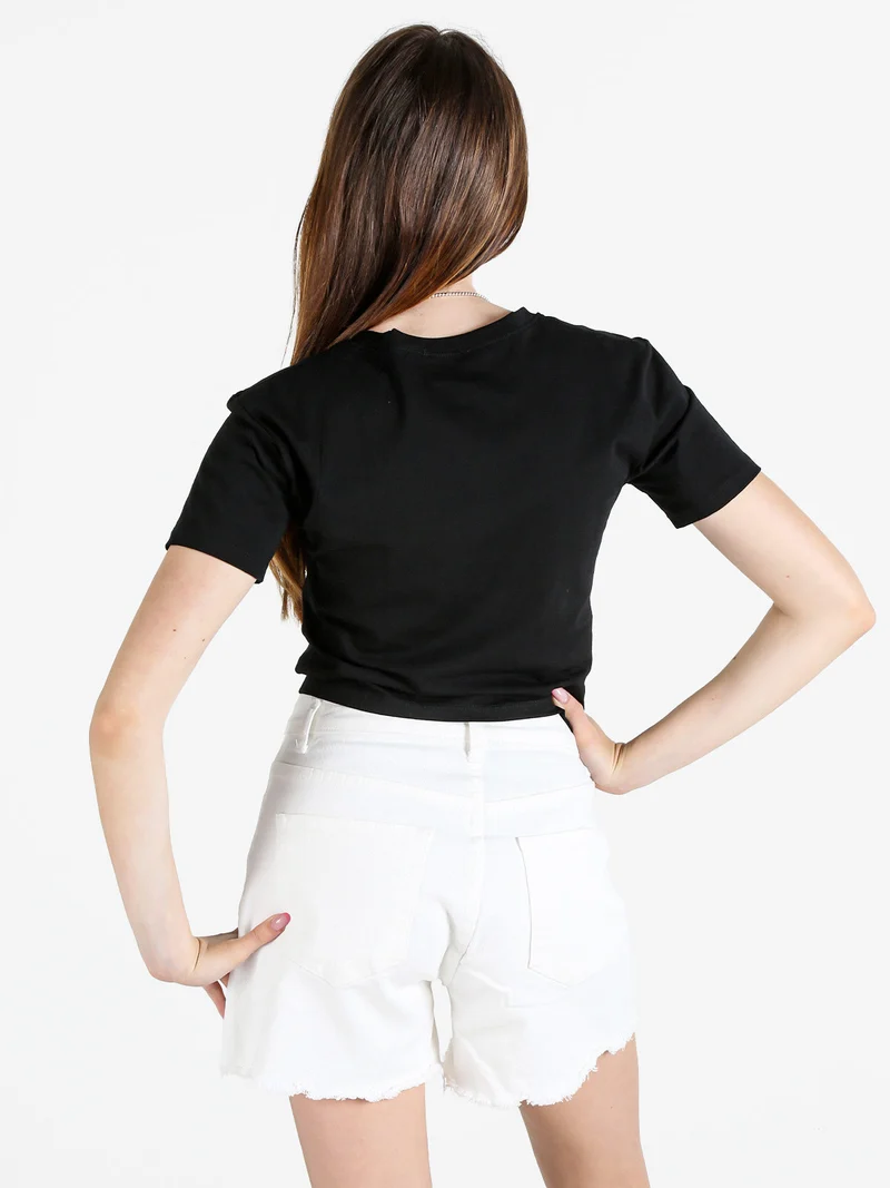 T-shirt crop da donna in cotone - nero