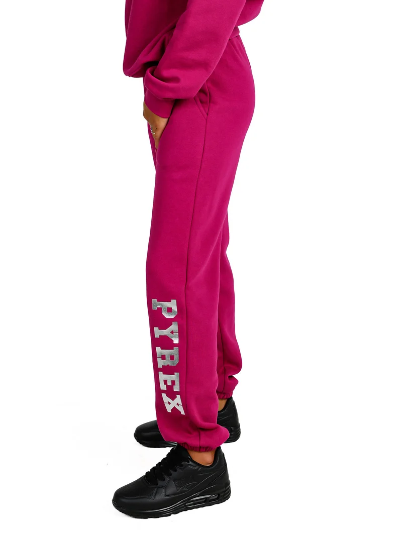 Pantaloni tuta da donna felpati con elastico finale - porpora