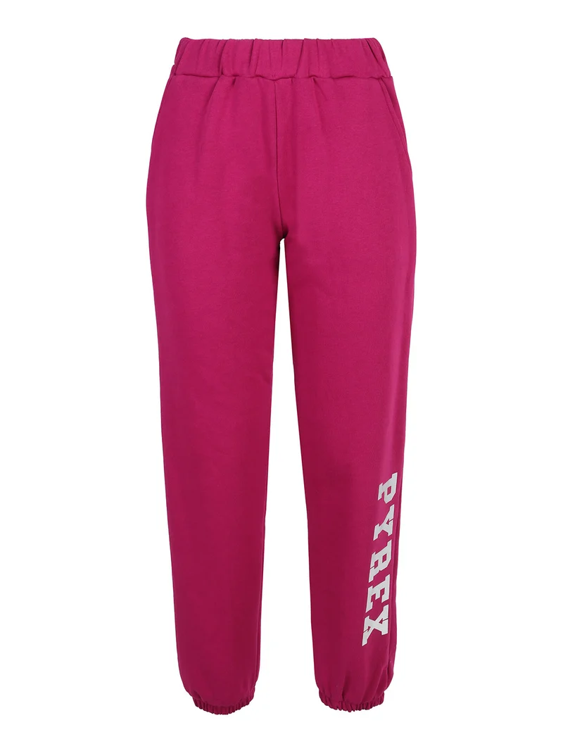 Pantaloni tuta da donna felpati con elastico finale - porpora