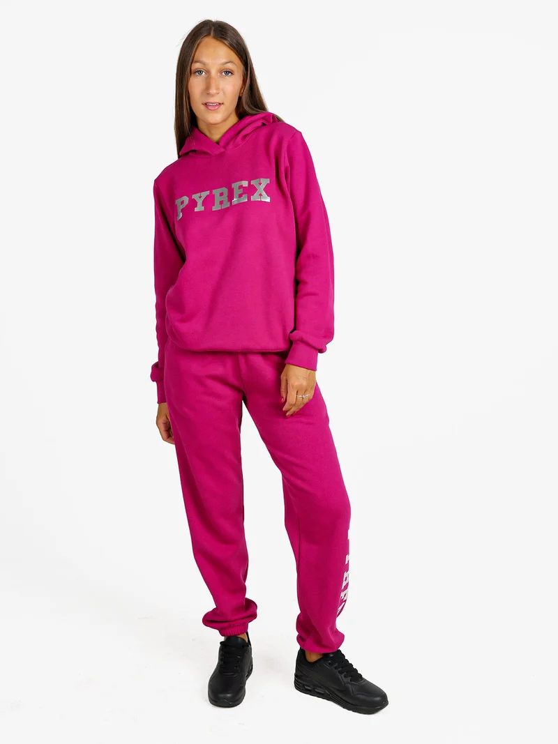 Pantaloni tuta da donna felpati con elastico finale - porpora