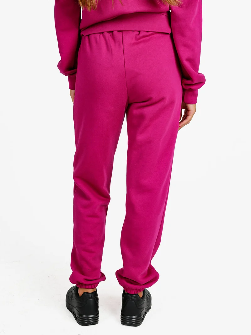 Pantaloni tuta da donna felpati con elastico finale - porpora
