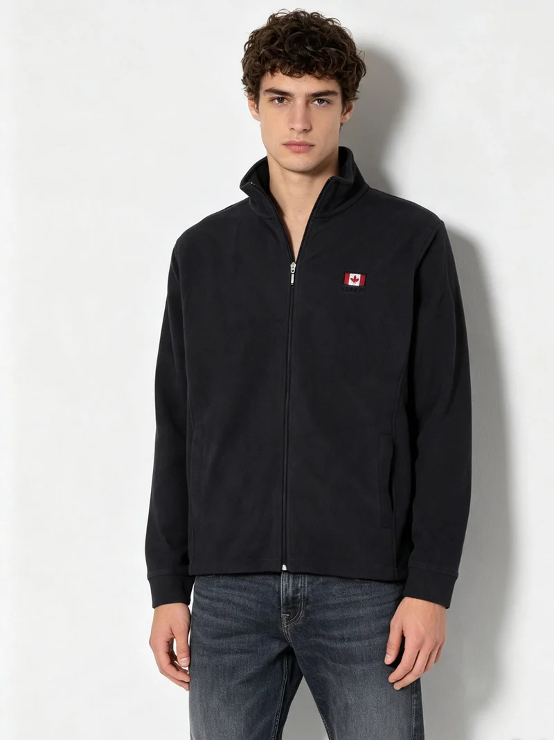 Felpa uomo in micropile con zip - blu scuro