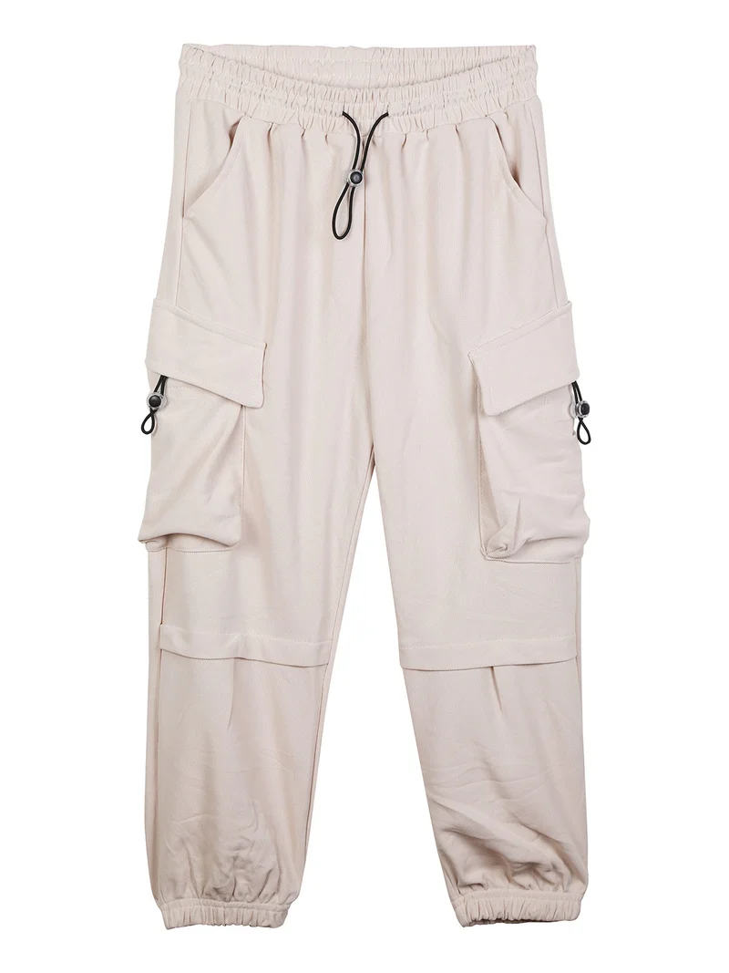 Pantaloni da bambino con tasconi e polsini - beige