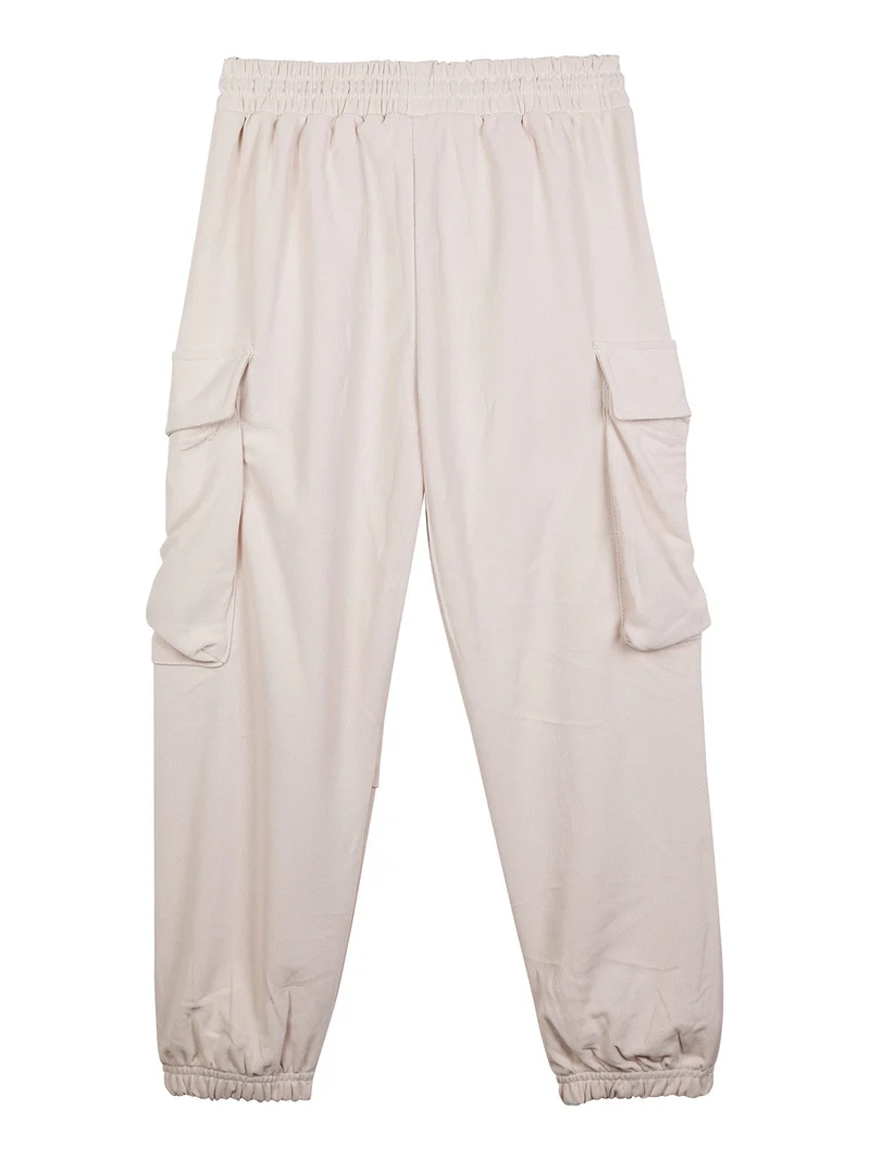 Pantaloni da bambino con tasconi e polsini - beige