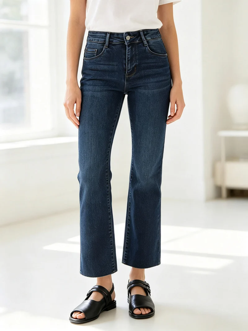 Jeans donna cropped con finale a zampa - jeans