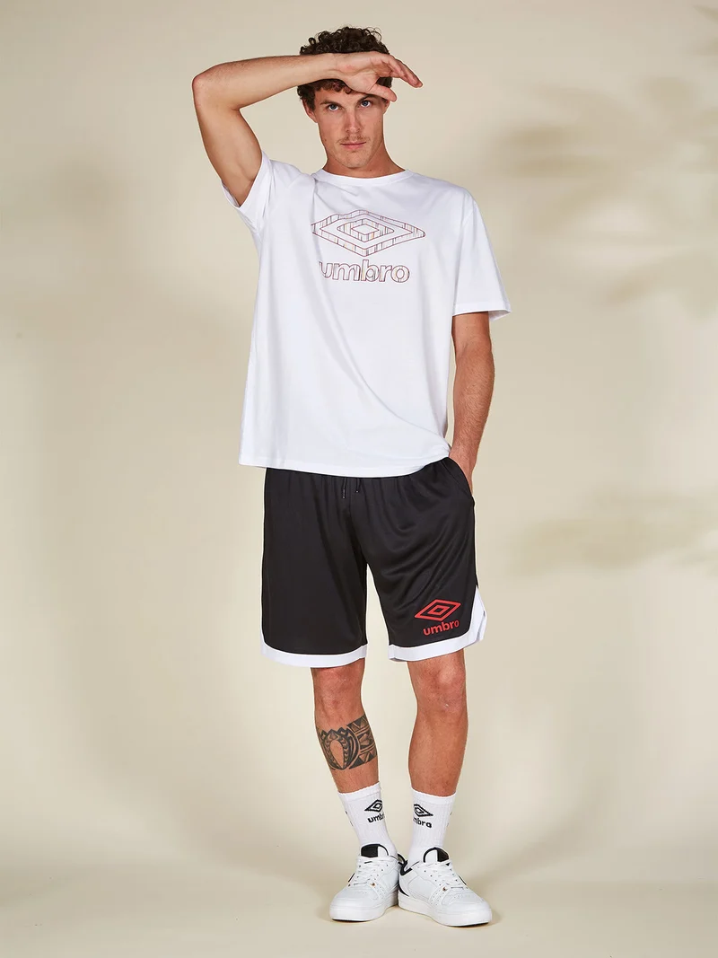 Completo corto da uomo con logo t-shirt in cotone e bermuda sportivi - bianco