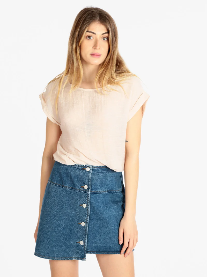 Blusa donna a manica corta - cipria