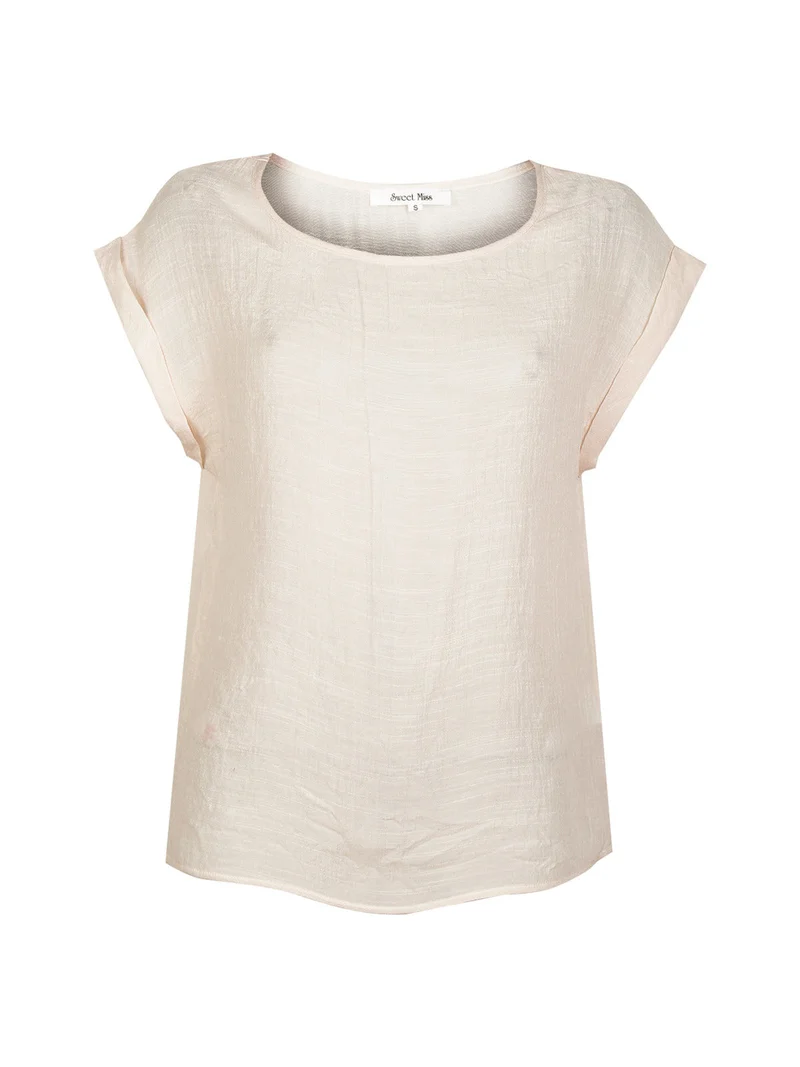 Blusa donna a manica corta - cipria