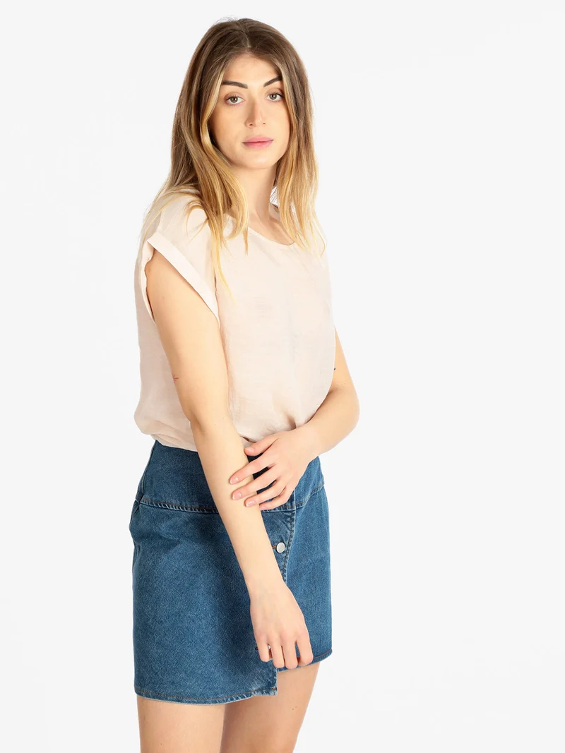 Blusa donna a manica corta - cipria