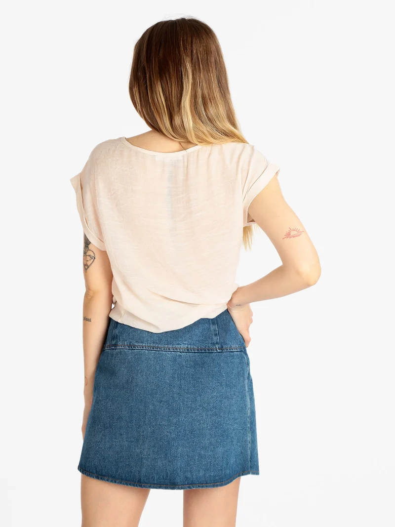 Blusa donna a manica corta - cipria