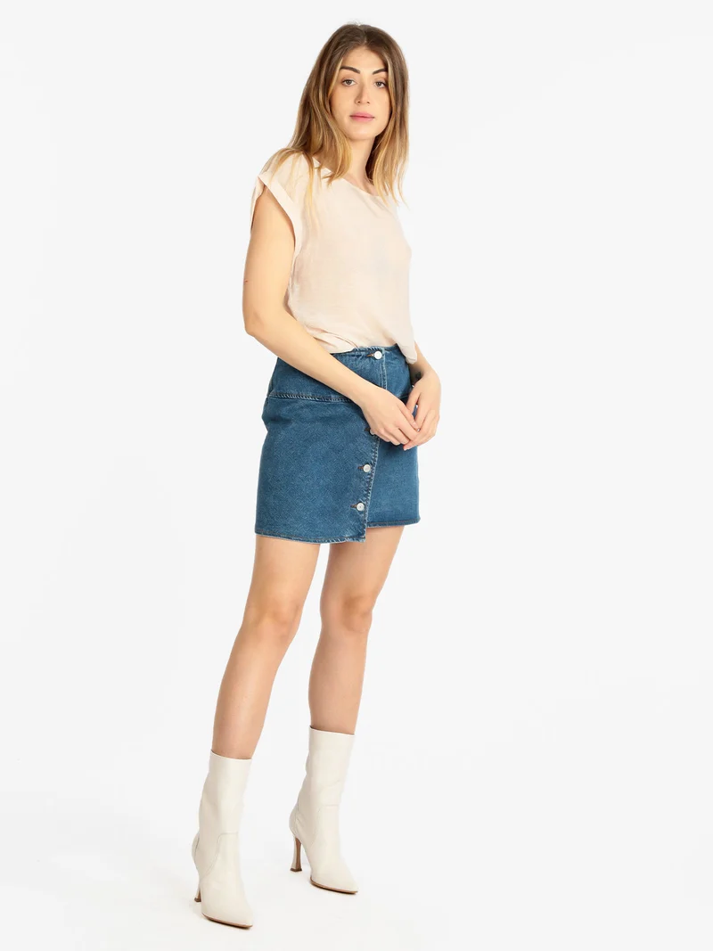 Blusa donna a manica corta - cipria