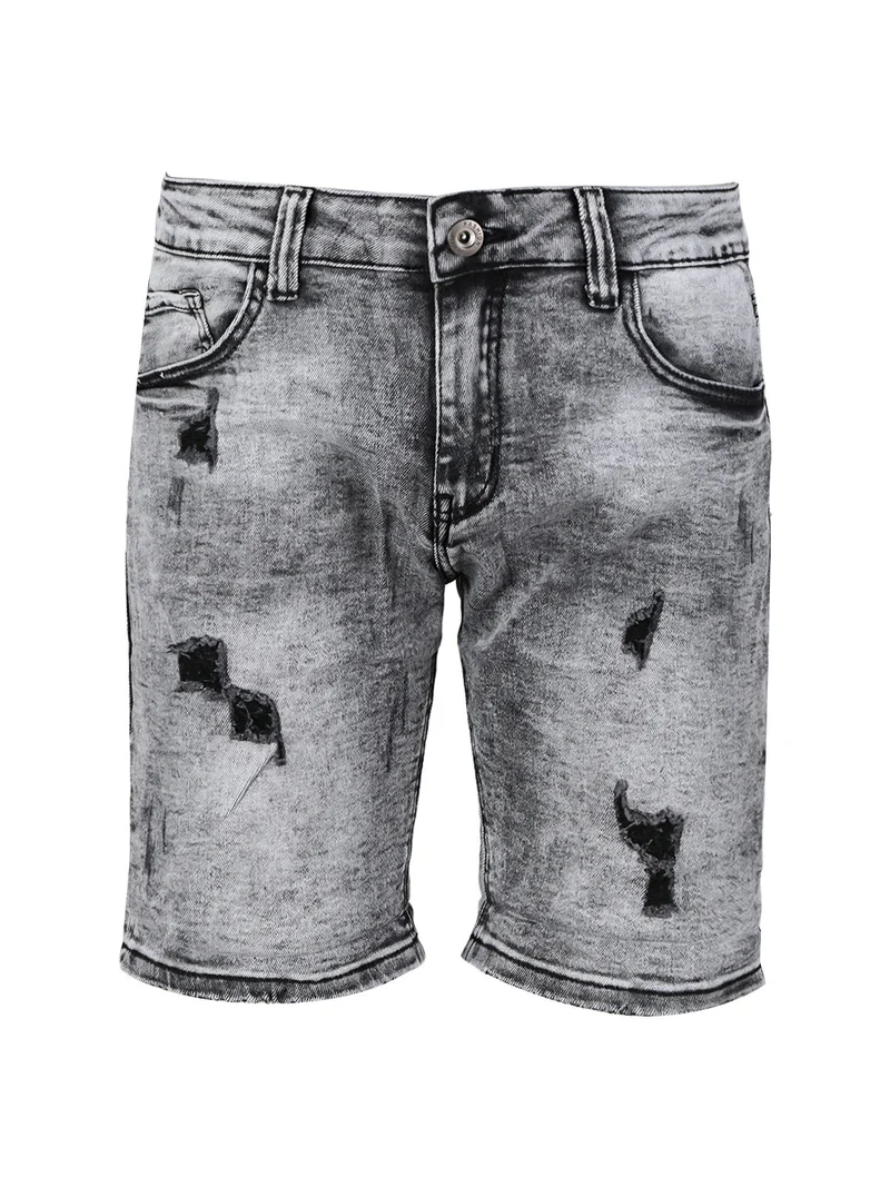 Bermuda nero in jeans da uomo con strappi - nero