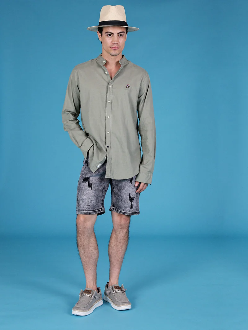 Bermuda nero in jeans da uomo con strappi - nero
