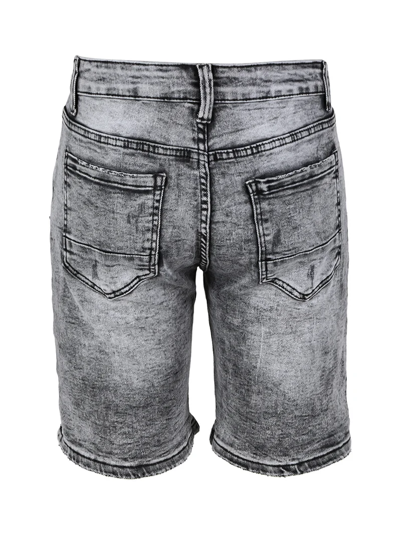 Bermuda nero in jeans da uomo con strappi - nero