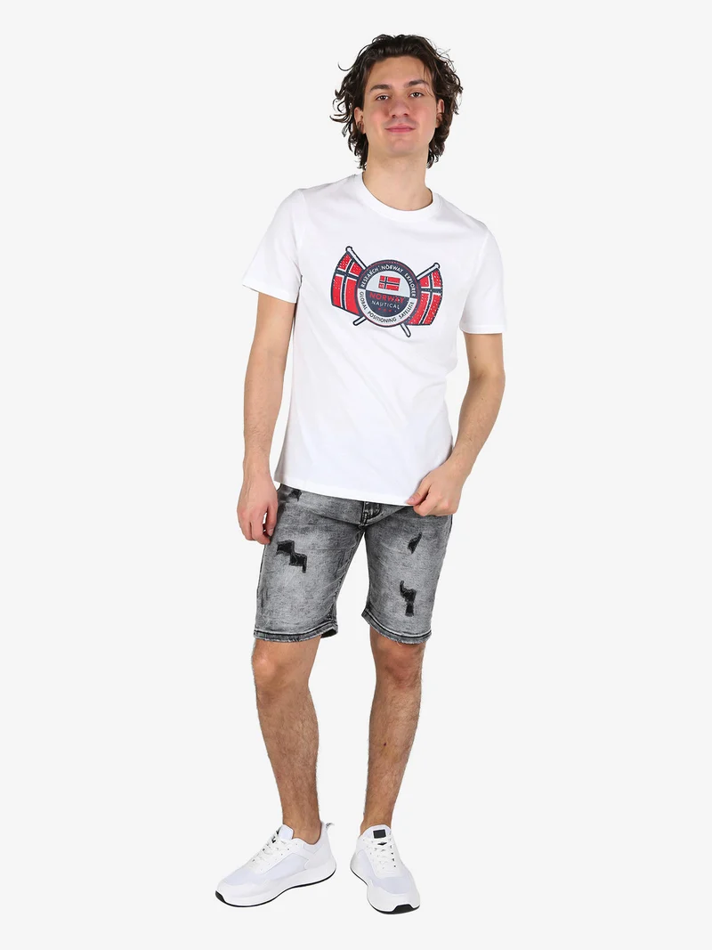 Bermuda nero in jeans da uomo con strappi - nero