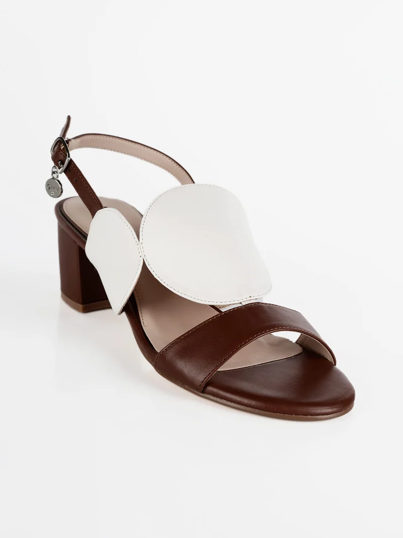 Sandali donna bicolore con tacco - bianco