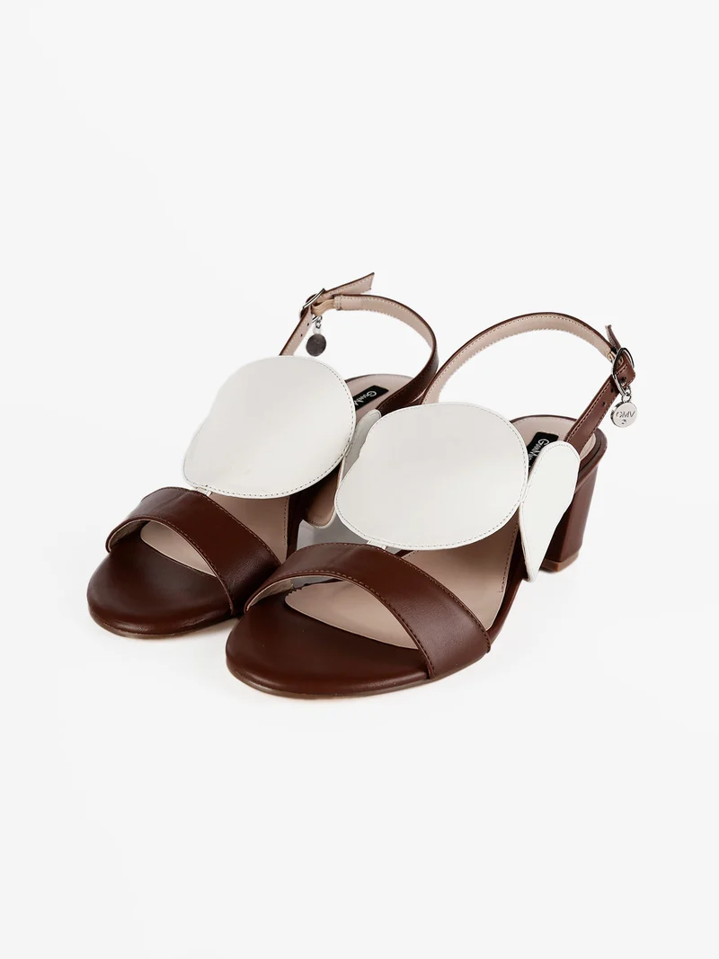 Sandali donna bicolore con tacco - bianco