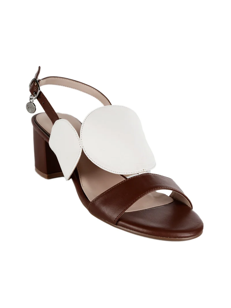 Sandali donna bicolore con tacco - bianco