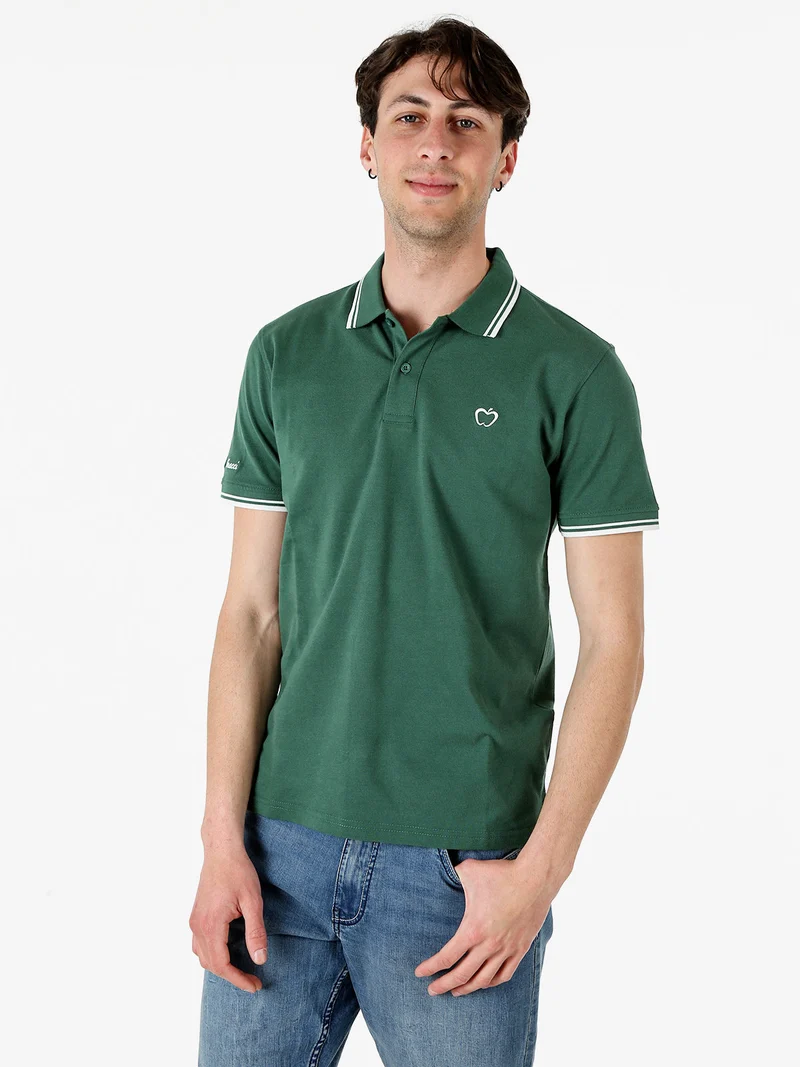 Polo da uomo in cotone a maniche corte - verde