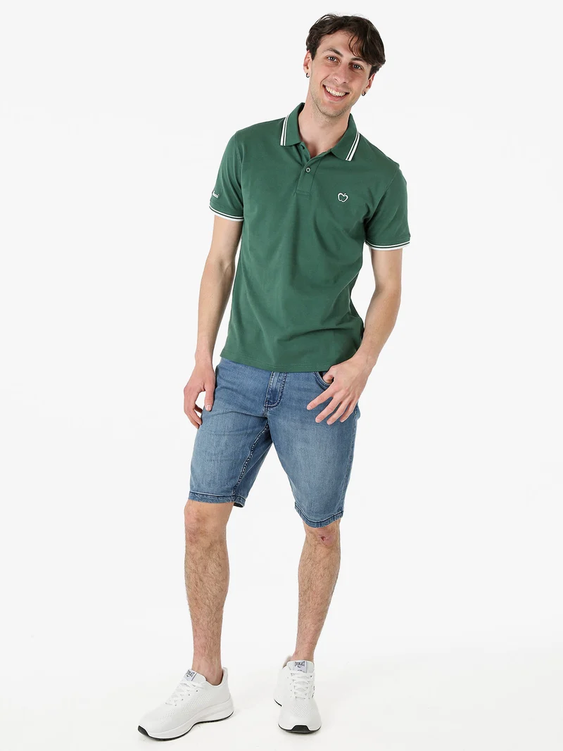 Polo da uomo in cotone a maniche corte - verde